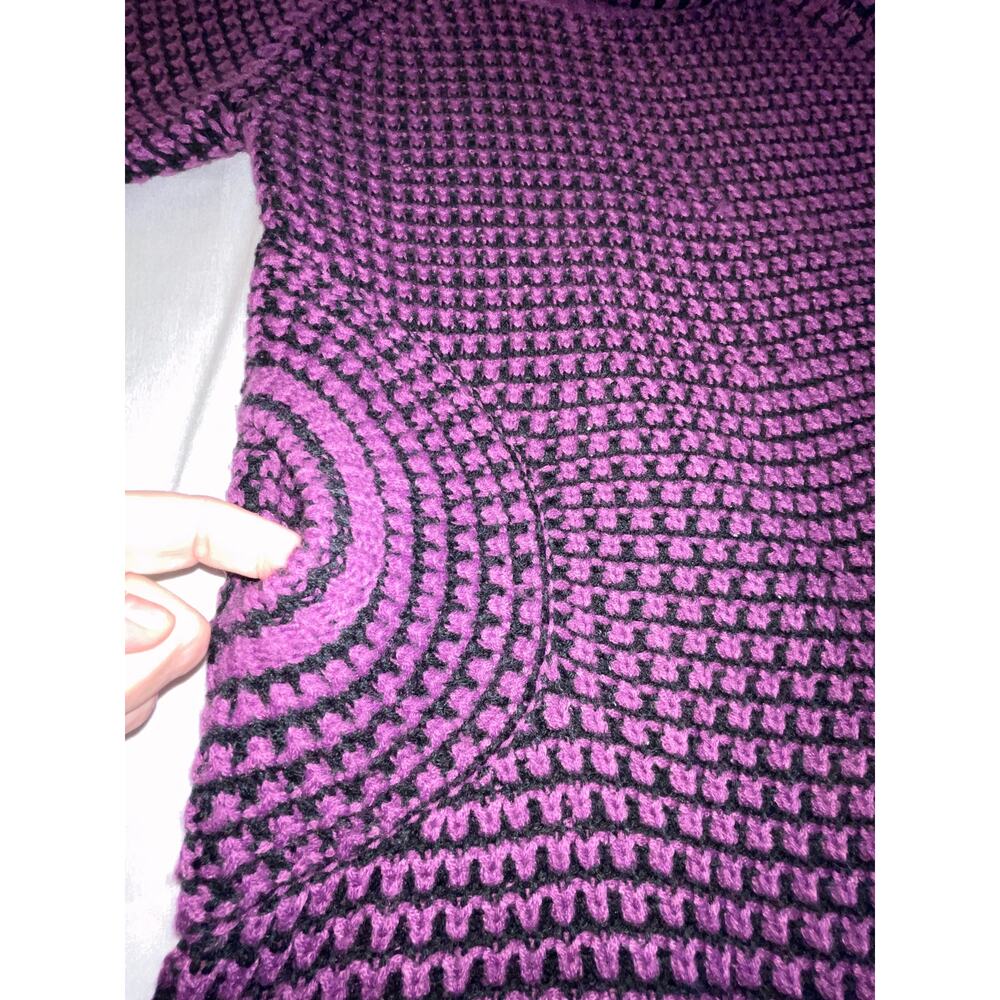 Bacci Cowl Neck Sweater Dress - Size M - Black, Purple Loose Knit, Radial Pocket - Picture 3 of 7
